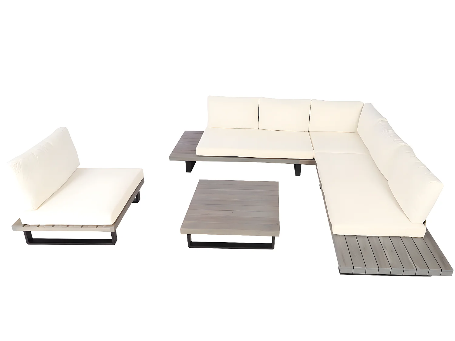 Tuinset MCW-H54 (set van 4),  grijs, bekleding crème wit