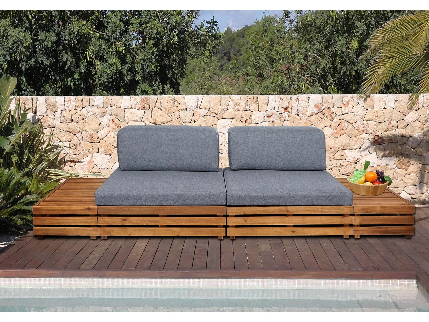 Conjunto de jardim MCW-L28 (conjunto de 4),  estofo cinzento escuro