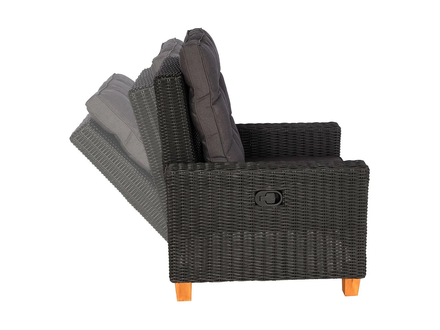 Zestaw ogrodowy MCW-G28 Rattan (4-częściowy),  antracyt, szare poduszki