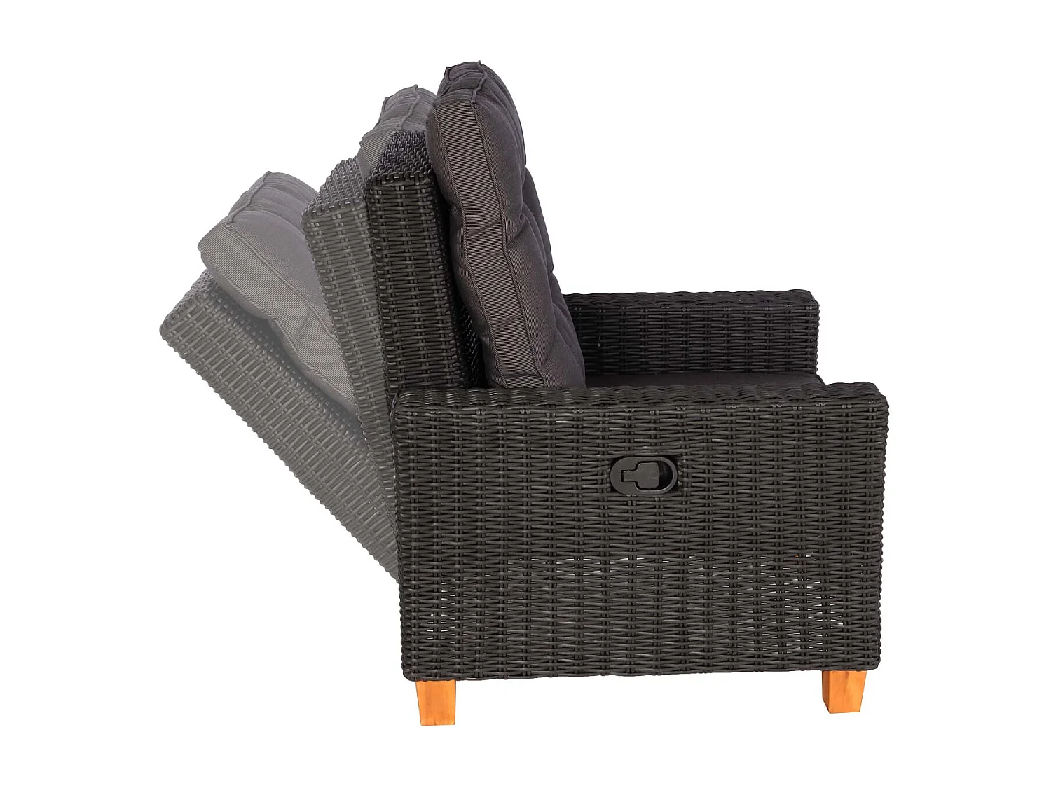 Gartengarnitur MCW-G28 Rattan (4-teilig), Anthrazit, Kissen grau