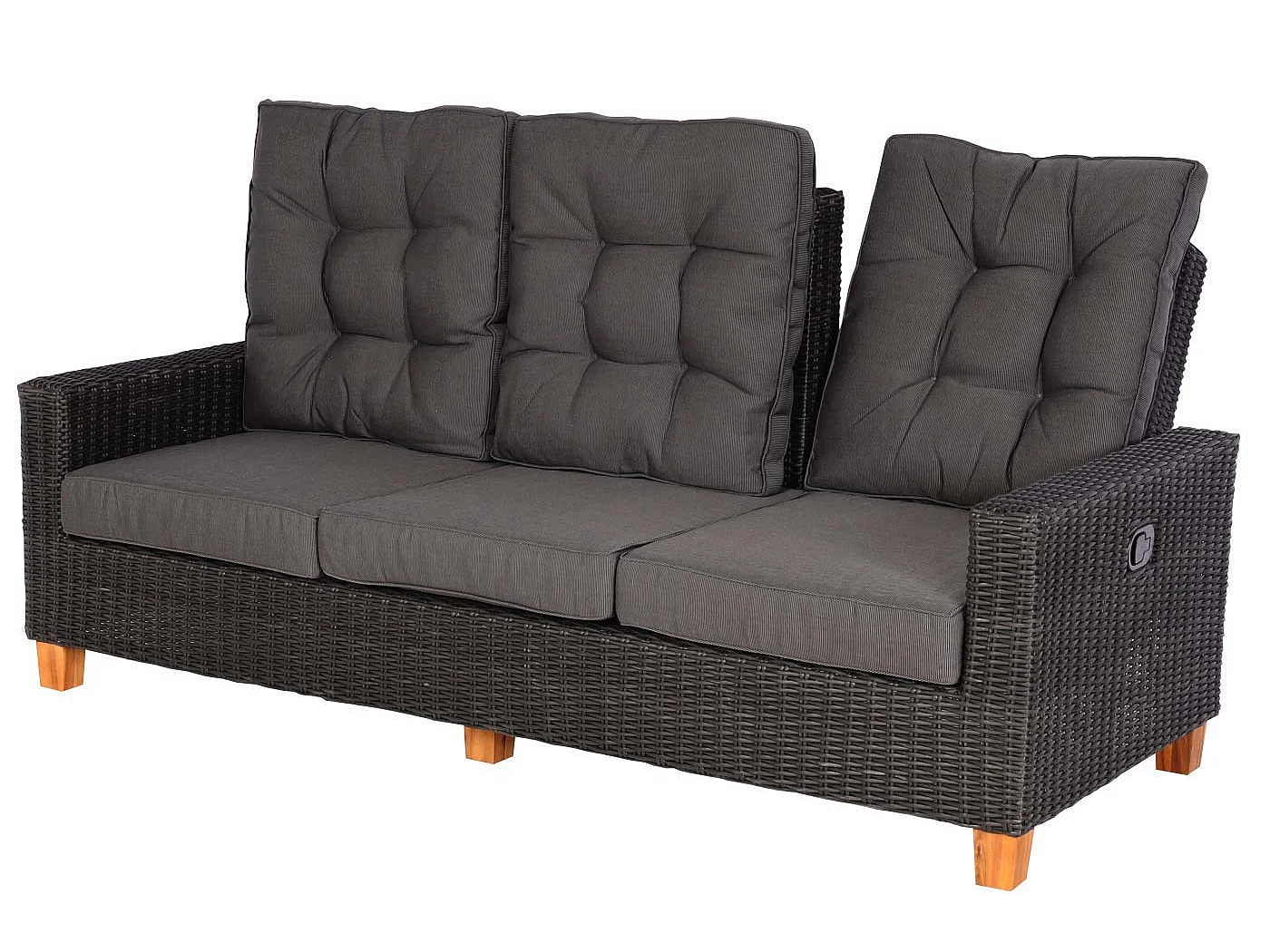 Gartengarnitur MCW-G28 Rattan (4-teilig), Anthrazit, Kissen grau