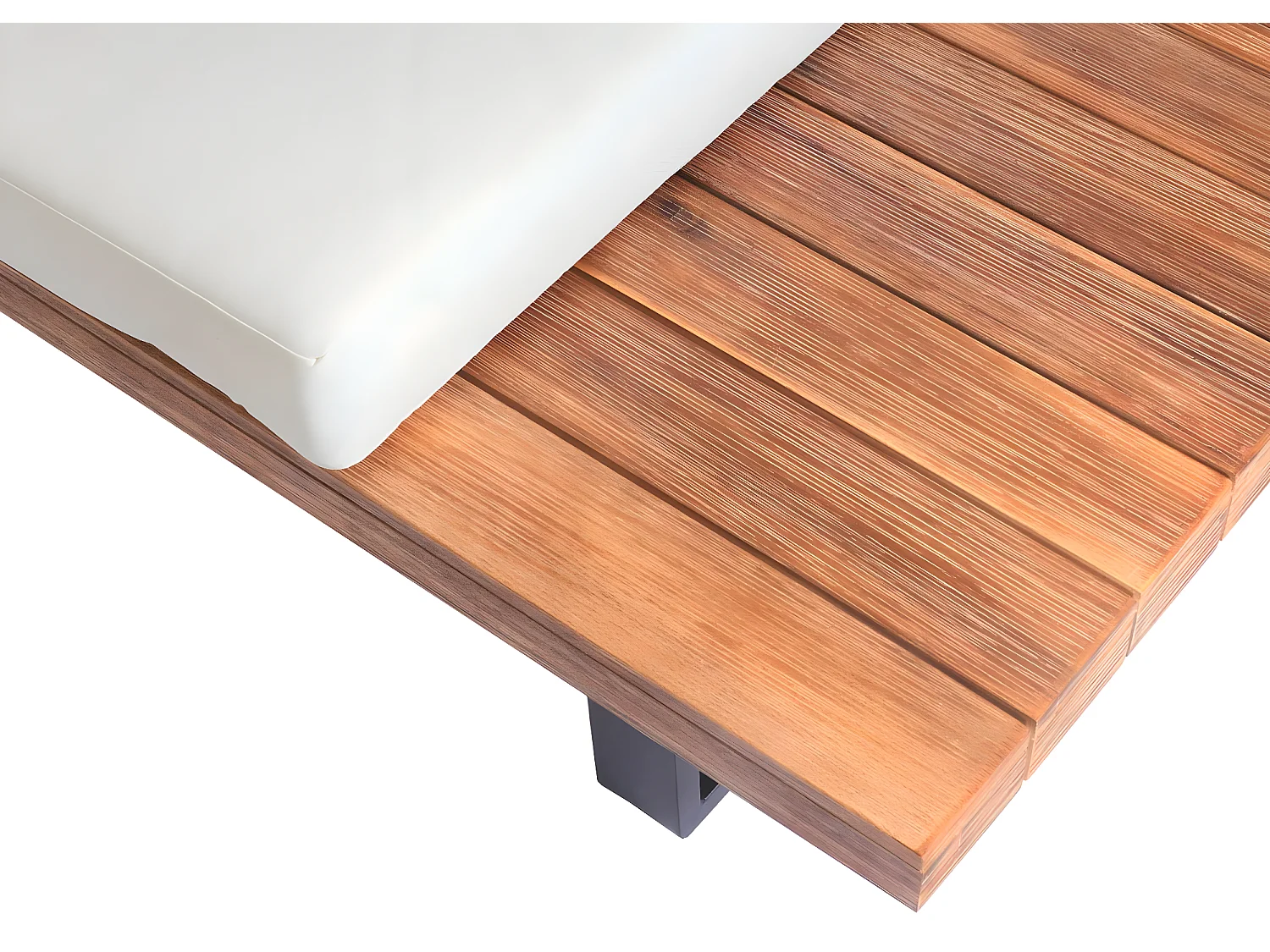 Set salotto giardino esterno salottino MCW-H54 legno acacia alluminio marrone chiaro con cuscini avorio bianco