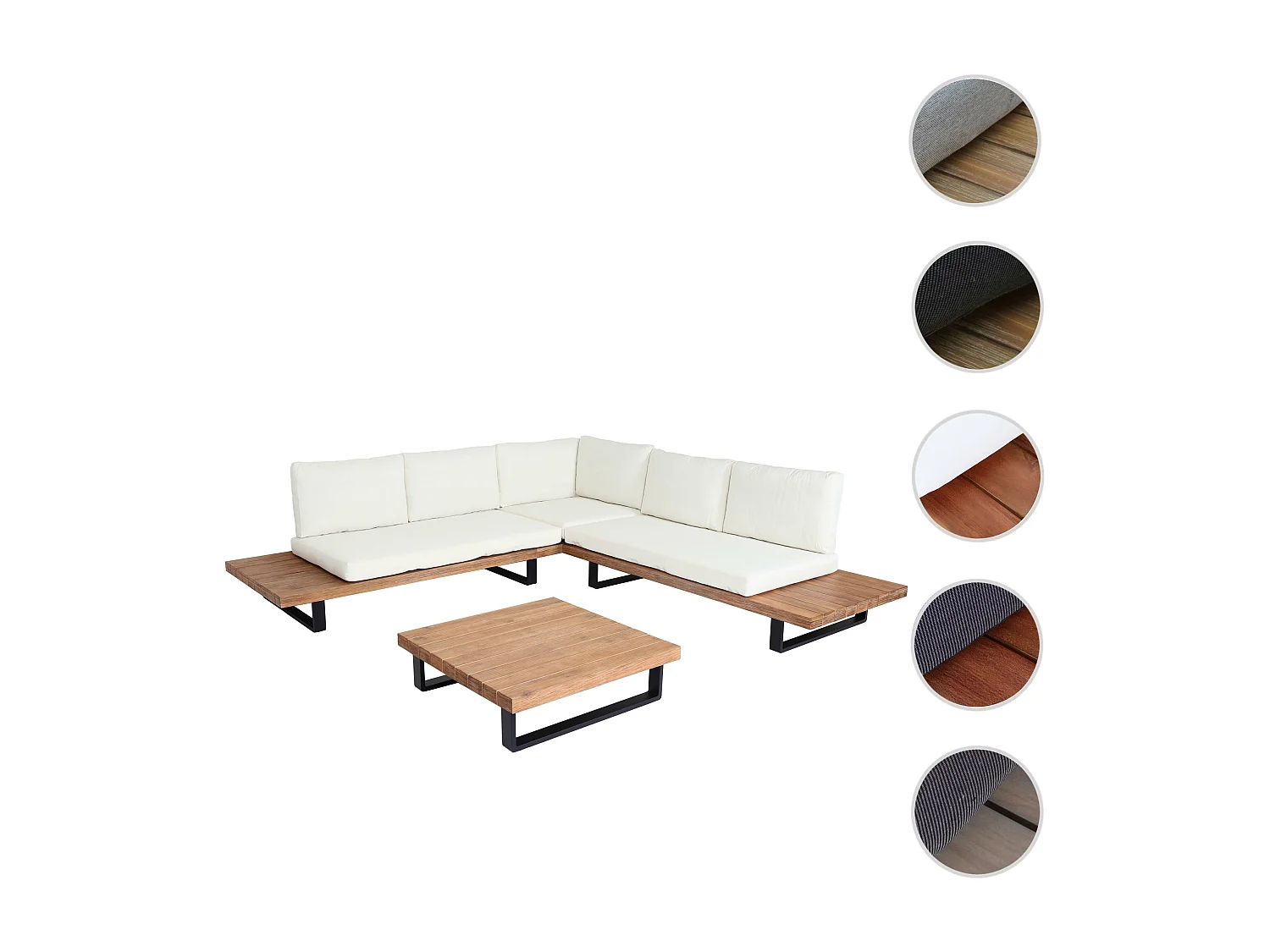 Zestaw ogrodowy MCW-H54 (zestaw 2 sztuk),  jasnobrązowy, tapicerka kremowa biel