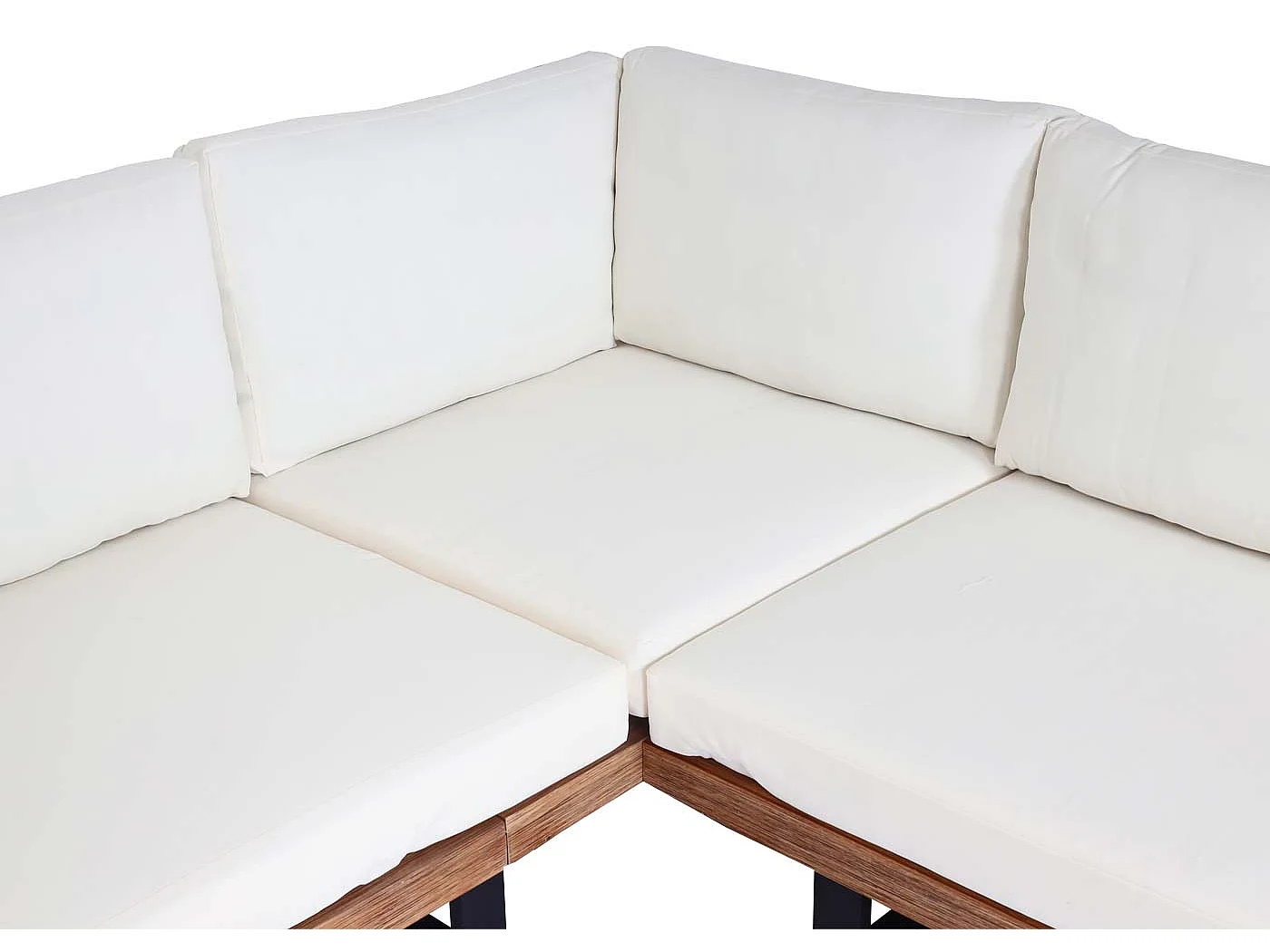 Zestaw ogrodowy MCW-H54 (zestaw 2-częściowy),  jasnobrązowy, tapicerka w kolorze kremowo-białym