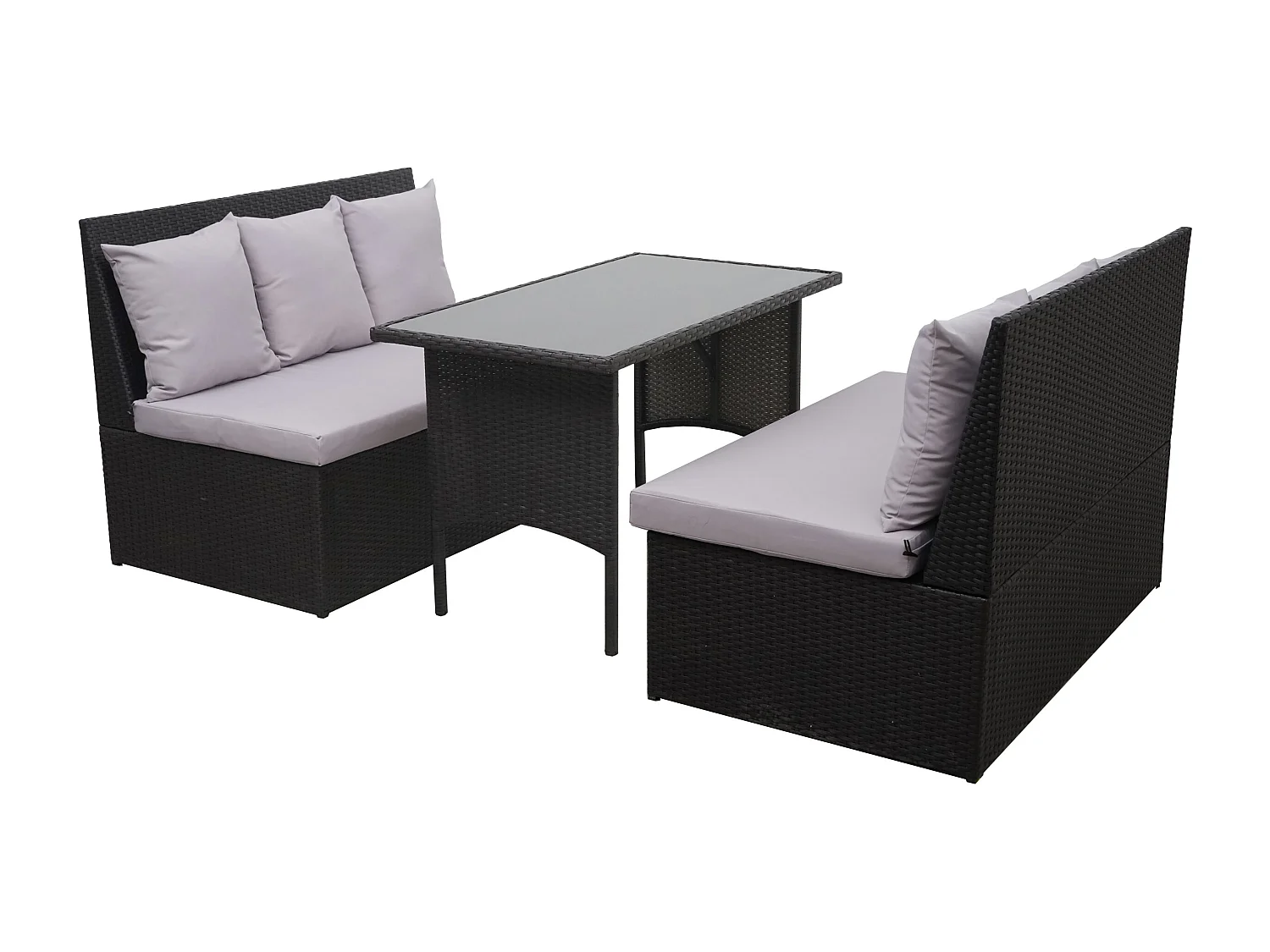 Garnitur MCW-G16 (3-teilig), Schwarz, Kissen hellgrau