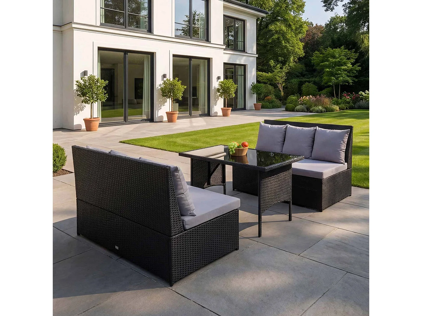 Zestaw MCW-G16 (3 części),  czarny, poduszki jasnoszare