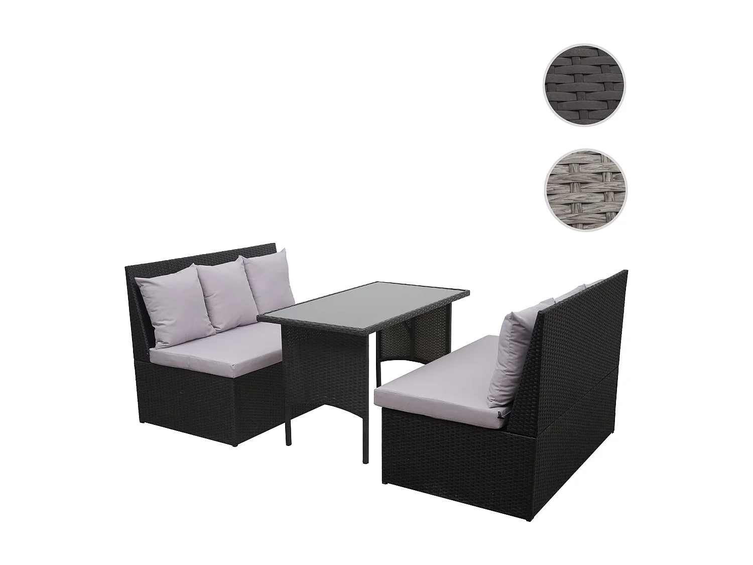 Zestaw MCW-G16 (3 części),  czarny, poduszki jasnoszare