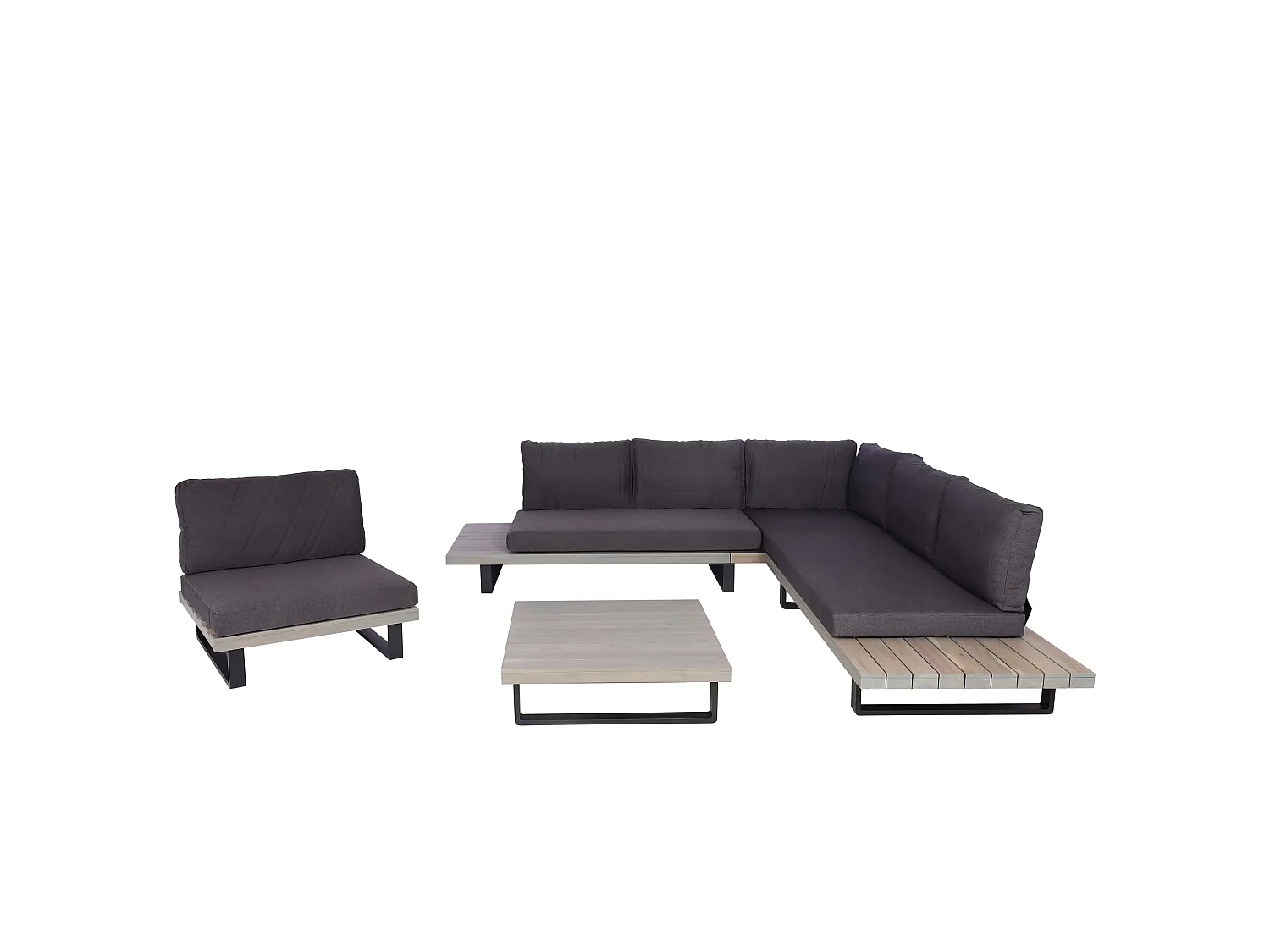 Tuinset MCW-H54 (set van 4),  grijs, donkergrijze bekleding