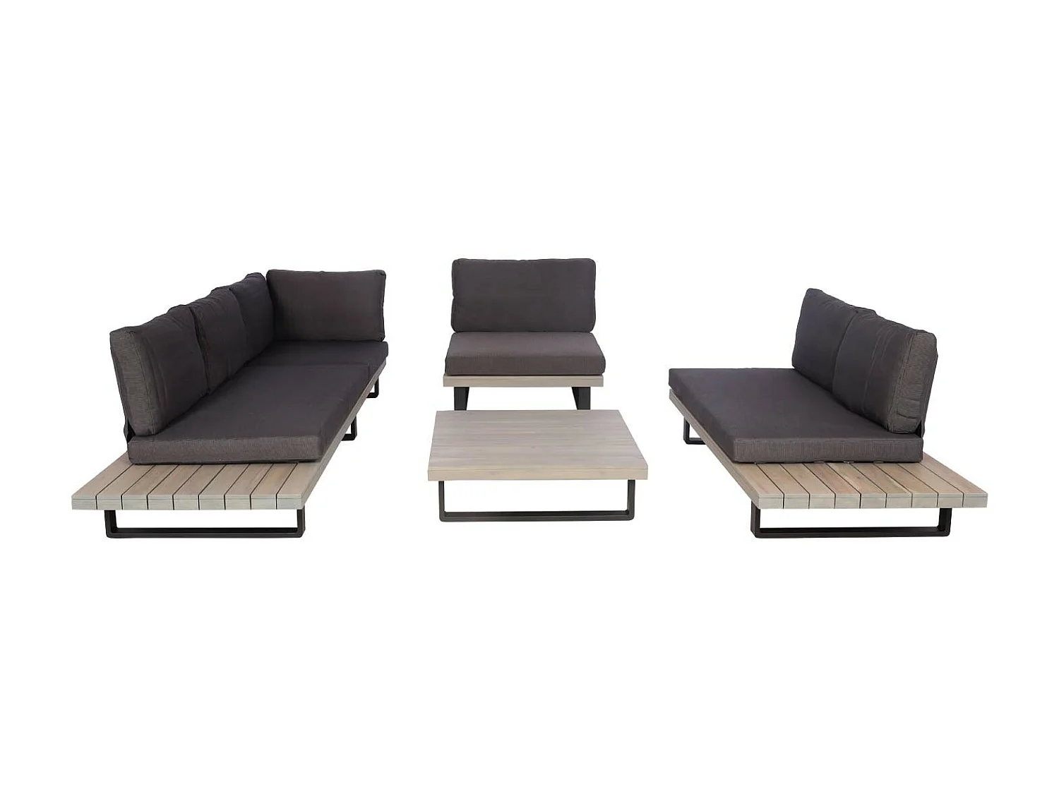 Tuinset MCW-H54 (set van 4),  grijs, donkergrijze bekleding