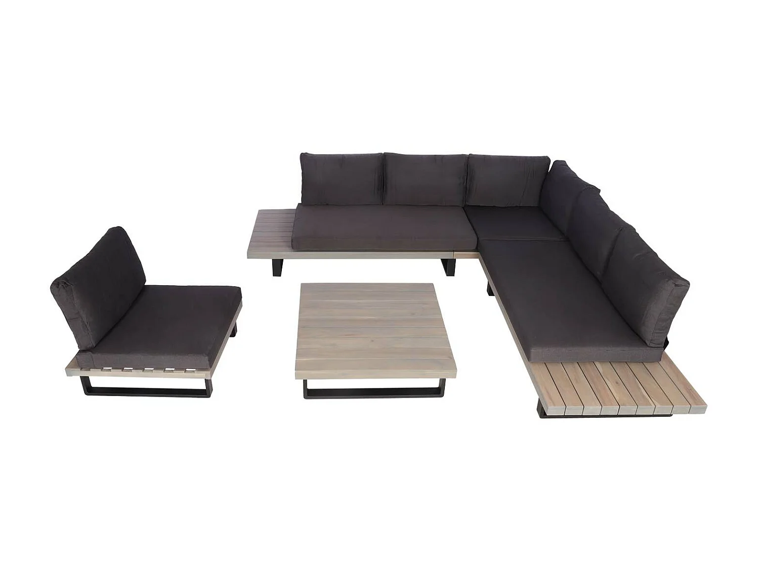 Tuinset MCW-H54 (set van 4),  grijs, donkergrijze bekleding