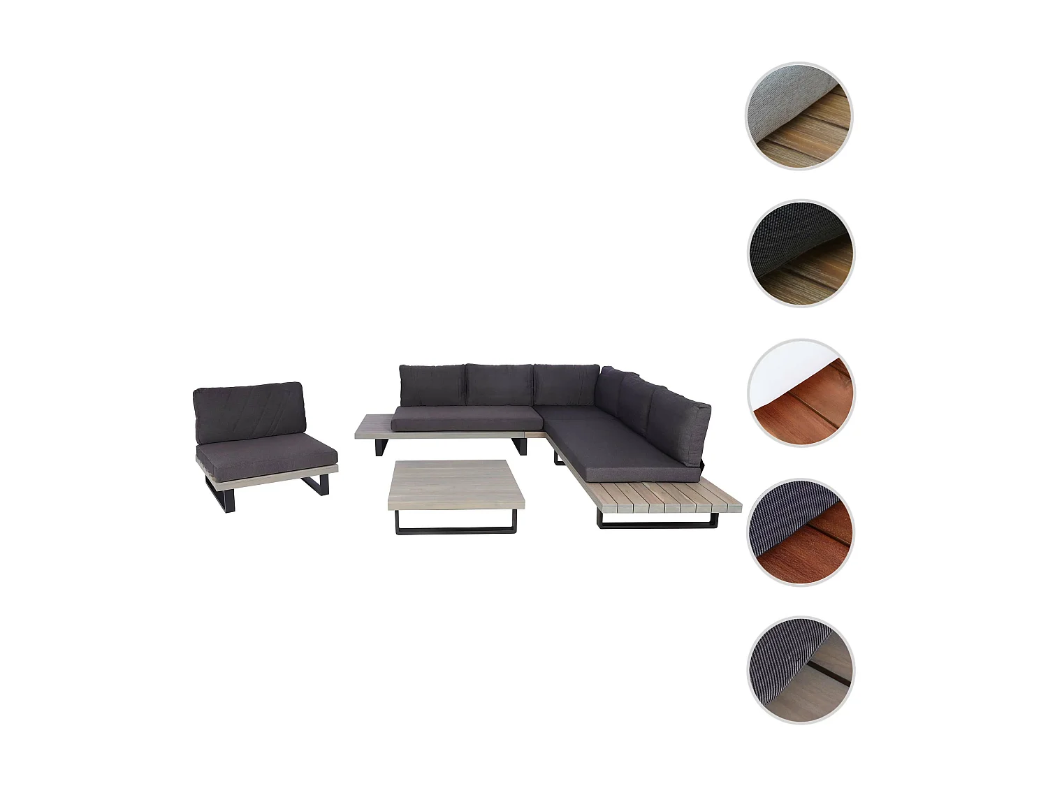 Tuinset MCW-H54 (set van 4),  grijs, donkergrijze bekleding