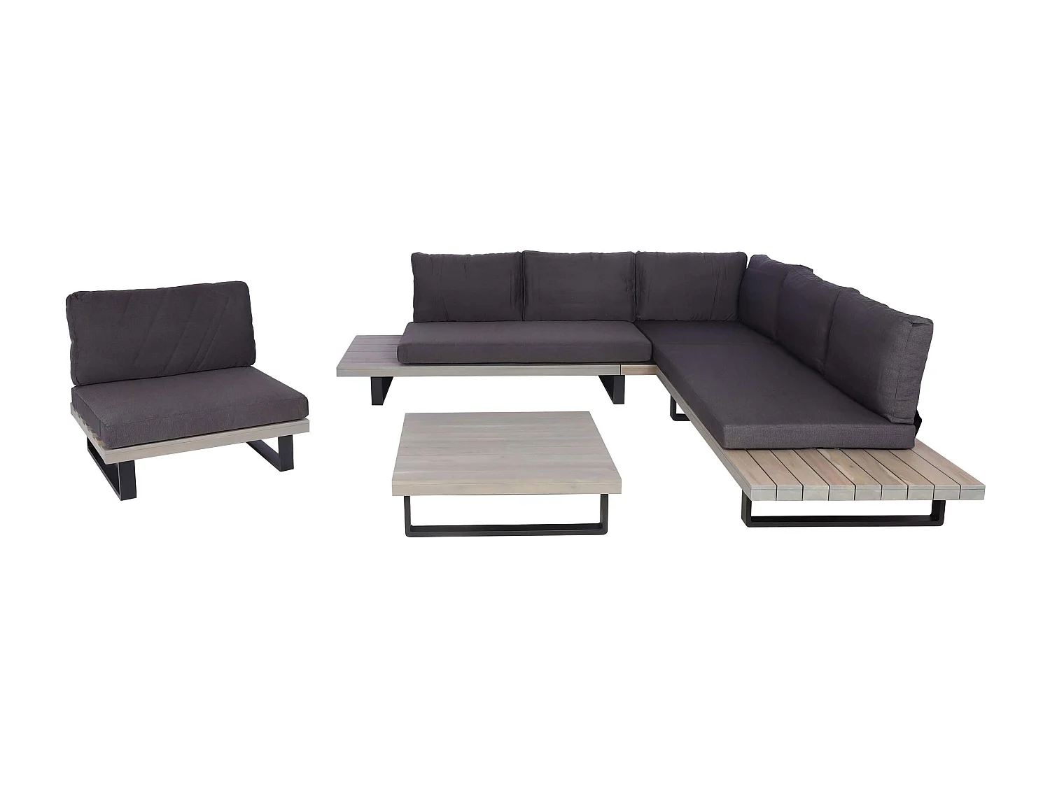 Zestaw ogrodowy MCW-H54 (zestaw 4-częściowy),  szary, tapicerka ciemnoszara