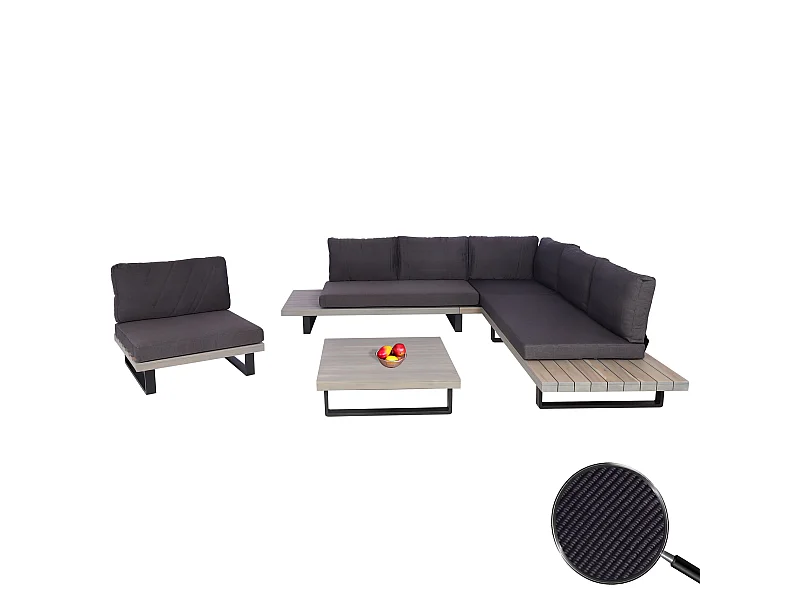 Garten-Garnitur MCW-H54 (4er-Set), Grau, Polster dunkelgrau