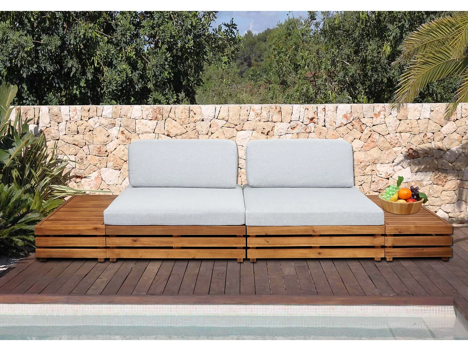 Tuinset MCW-L28 (set van 4),  bekleding lichtgrijs