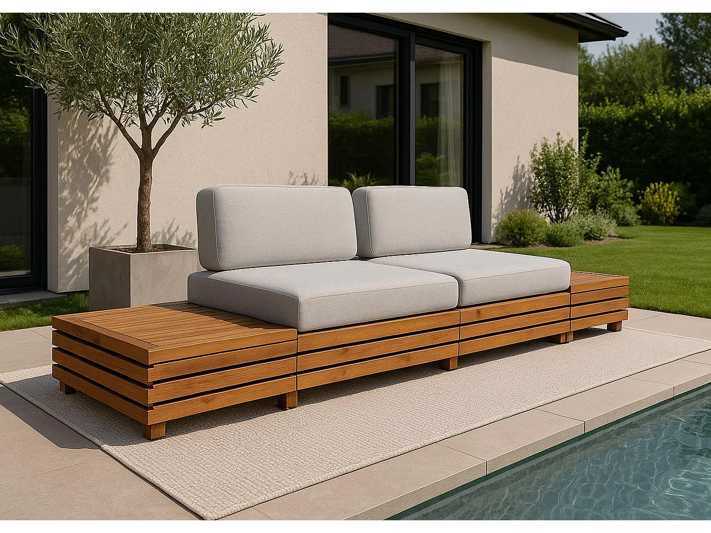 Tuinset MCW-L28 (set van 4),  bekleding lichtgrijs