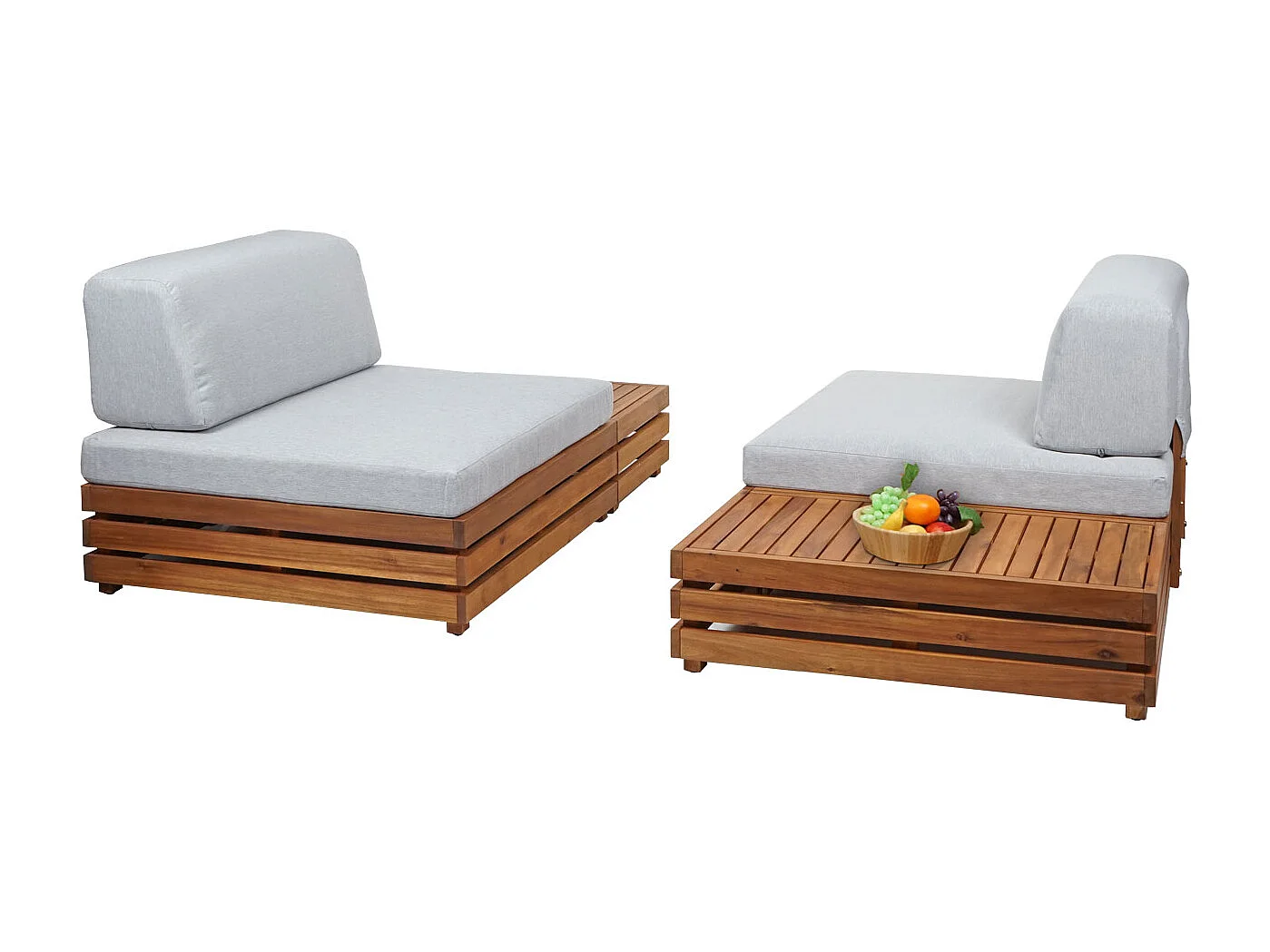 Garten-Garnitur MCW-L28 (4er-Set), Polster hellgrau