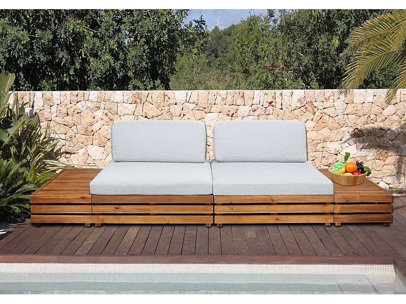 Garten-Garnitur MCW-L28 (4er-Set), Polster hellgrau