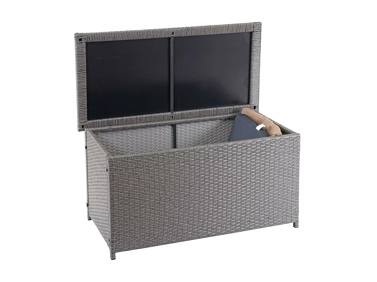 Skrzynia na poduszki z polirattanowa MCW-D88 I,  Basic szara, 51x100x50cm 170l