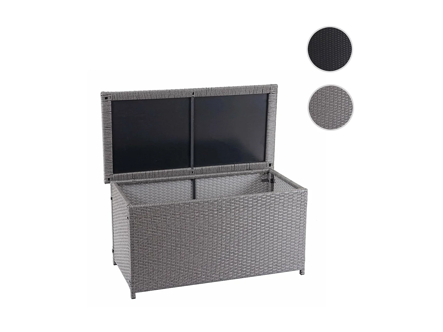 Skrzynia na poduszki z polirattanowa MCW-D88 I,  Basic szara, 51x100x50cm 170l