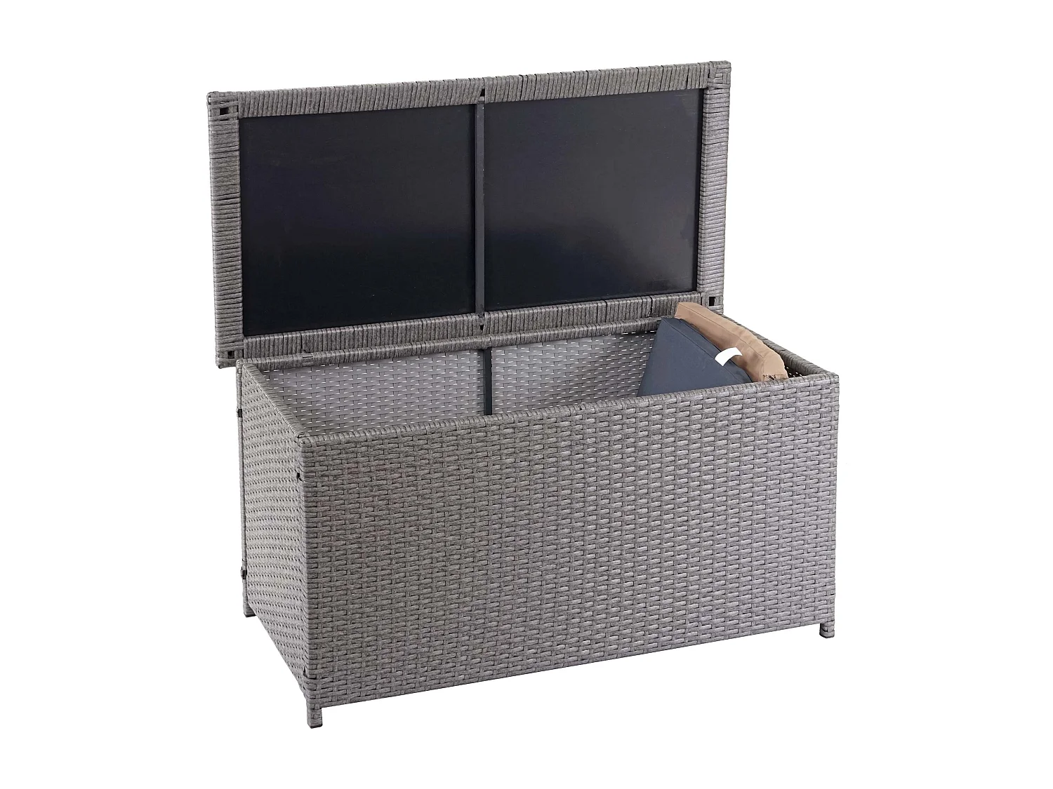 Skrzynia na poduszki z polirattanowa MCW-D88 I,  Basic szara, 51x100x50cm 170l