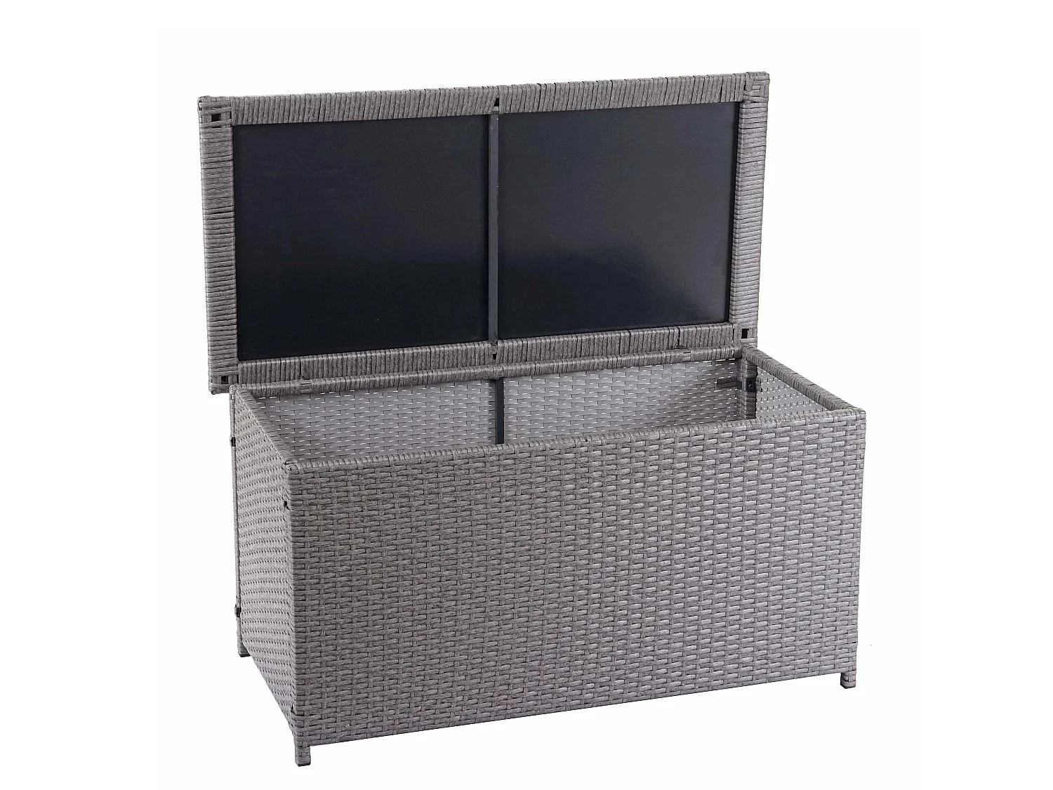 Skrzynka na poduszki z polirattanowa MCW-D88 II,  Basic szara, 51 x 115 x 59 cm, 250 l