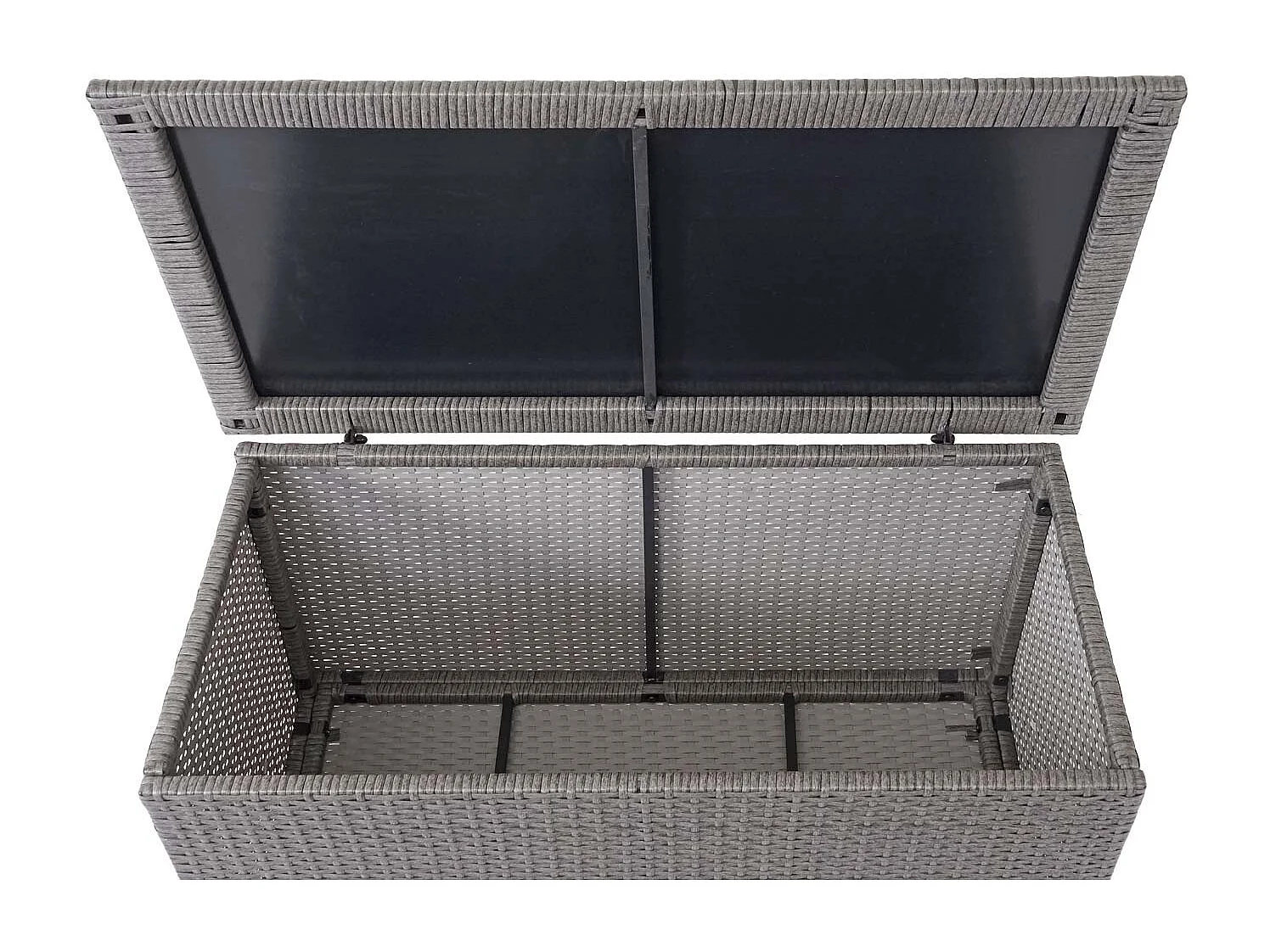 Skrzynka na poduszki z polirattanowa MCW-D88 II,  Basic szara, 51 x 115 x 59 cm, 250 l