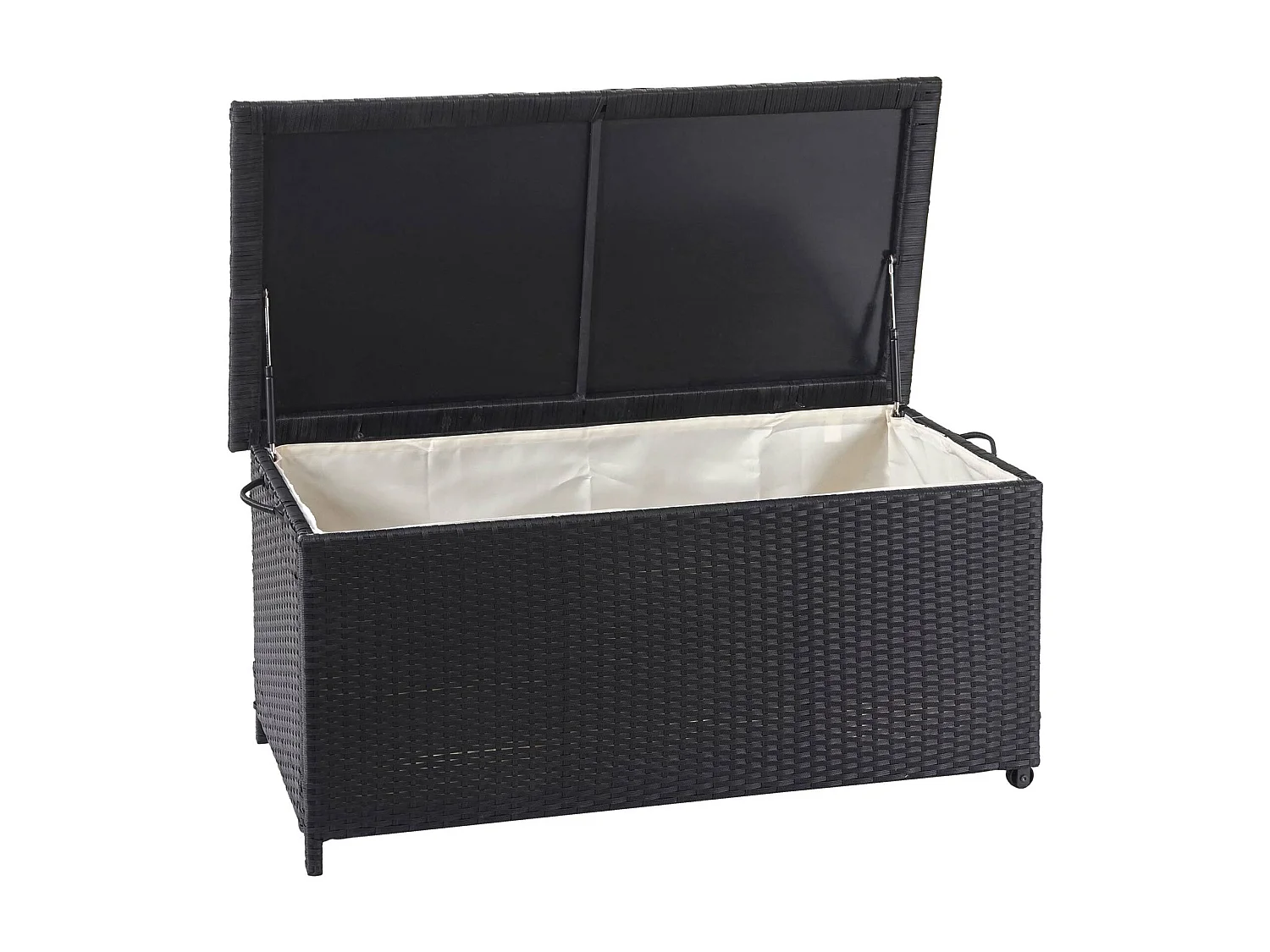 Poduszka z polirattanu MCW-D88 I,  Premium czarny, 51x100x50cm 170l