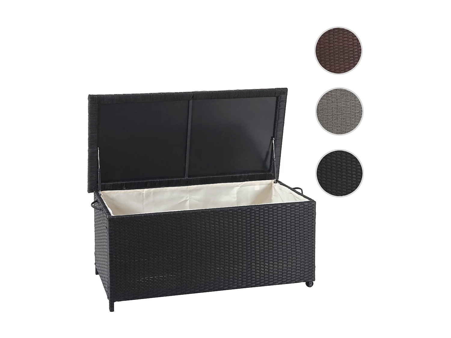 Poduszka z polirattanu MCW-D88 I,  Premium czarny, 51x100x50cm 170l