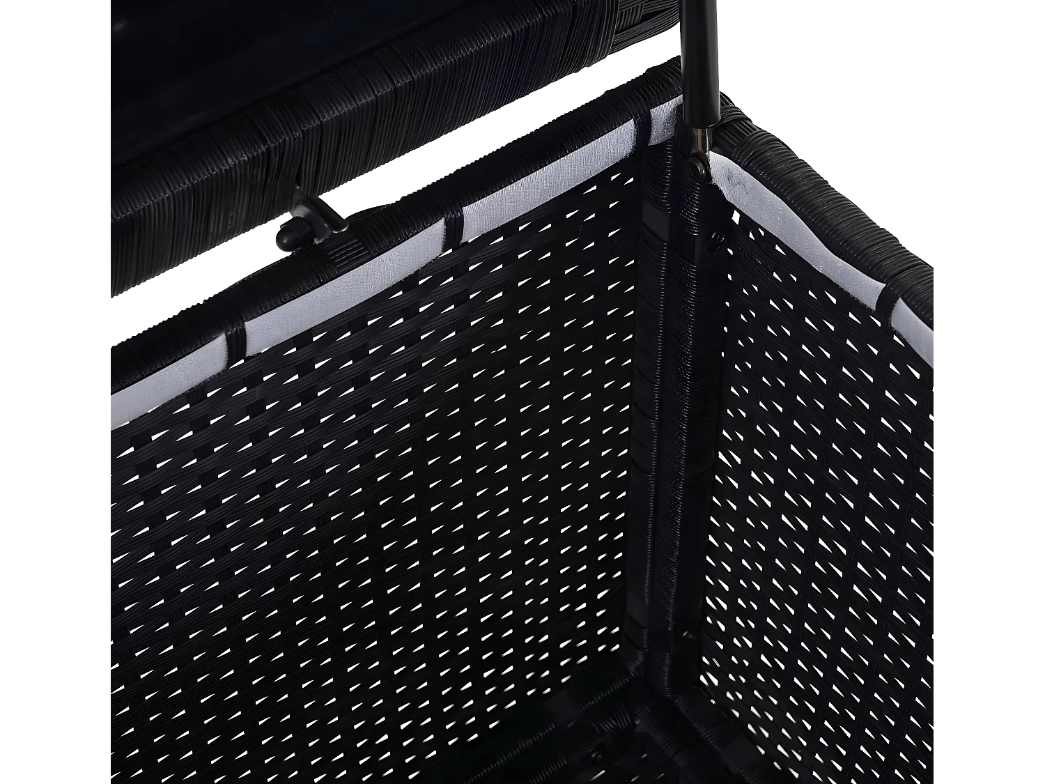 Skrzynia na poduszki z polirattanowa MCW-D88 I,  Premium czarna, 51x100x50cm 170l