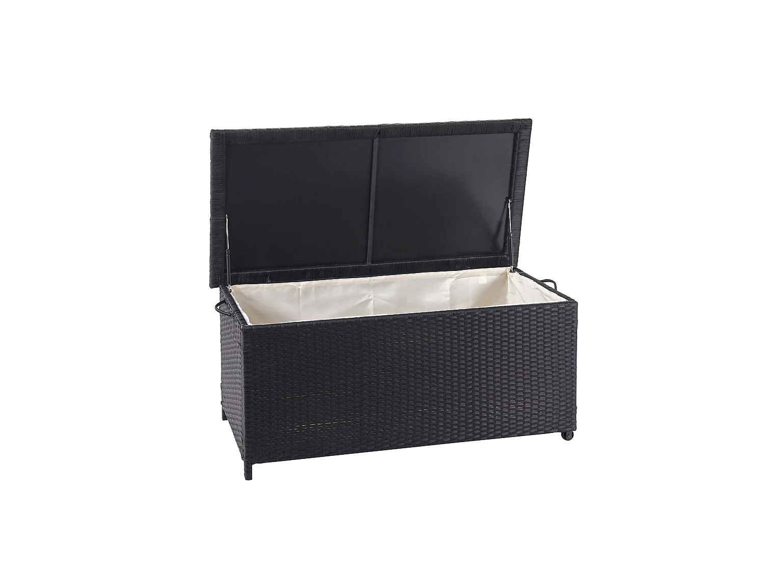 Skrzynia na poduszki z polirattanowa MCW-D88 I,  Premium czarna, 51x100x50cm 170l