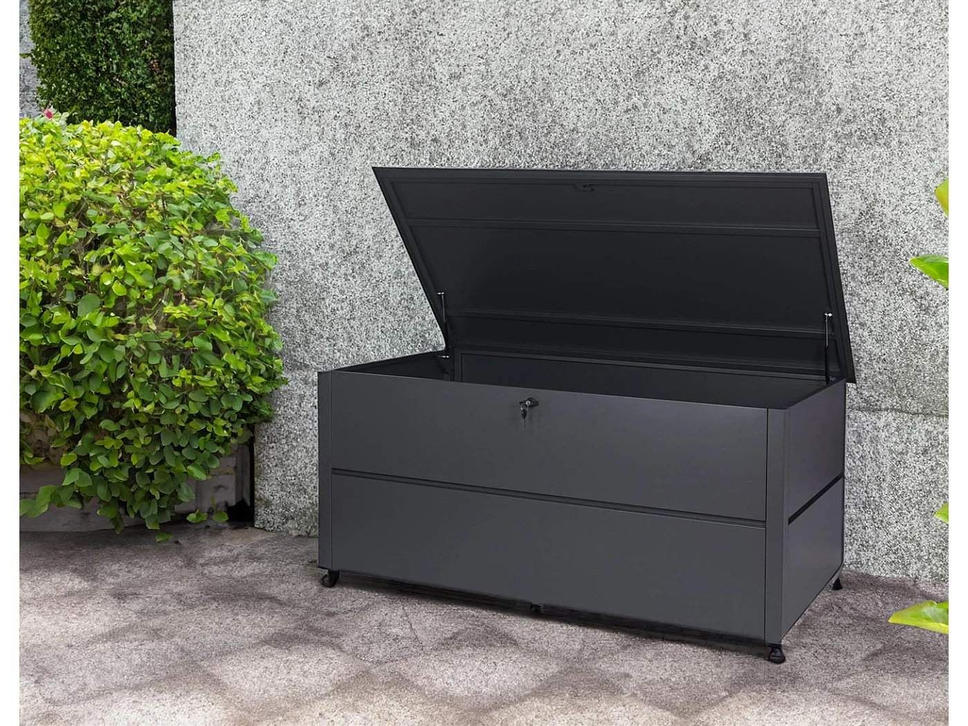 Baule contenitore cassapanca da esterno MCW-J56 acciaio inox 692l antracite