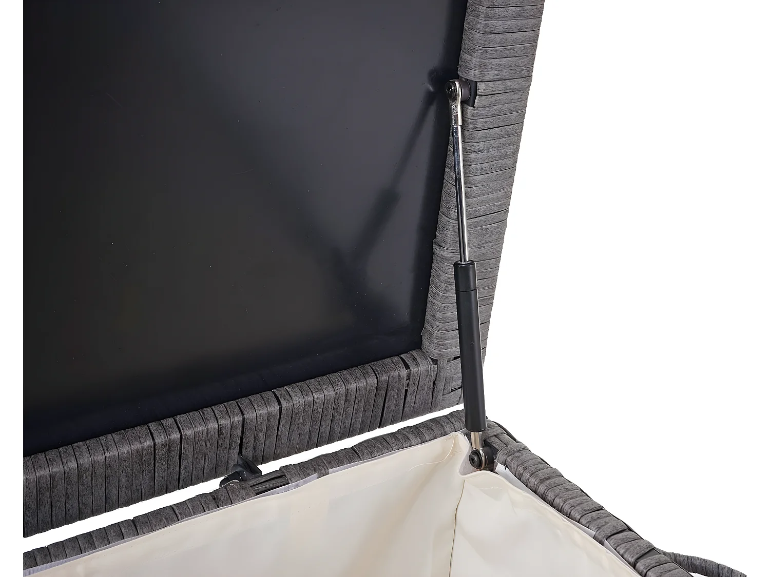 Skrzynka na poduszki z polirattanowa MCW-D88 II,  Premium szara, 51x115x59cm 250l