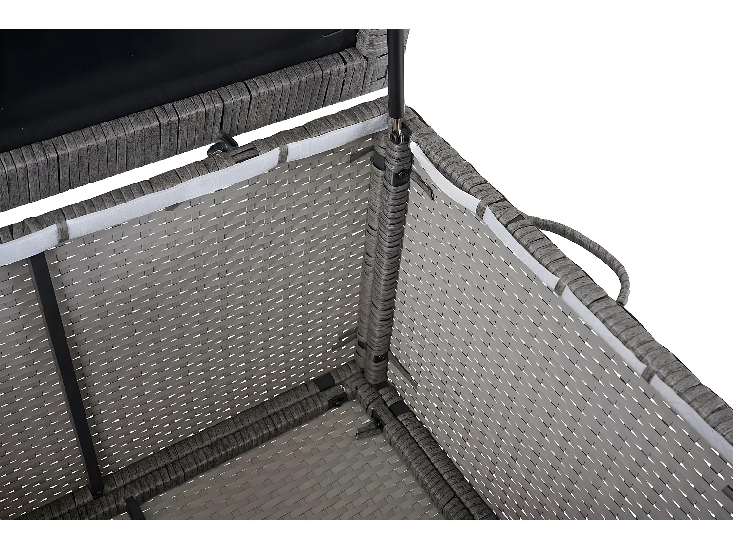 Skrzynka na poduszki z polirattanowa MCW-D88 II,  Premium szara, 51x115x59cm 250l