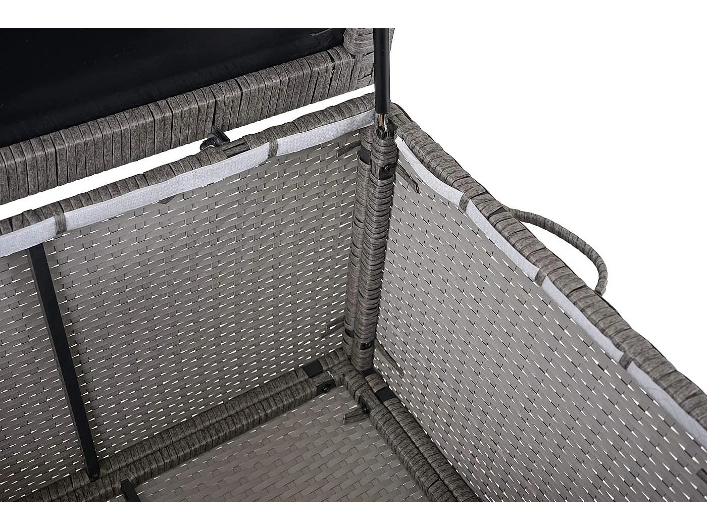 Skrzynka na poduszki z polirattanowa MCW-D88 II,  Premium szara, 51x115x59cm 250l