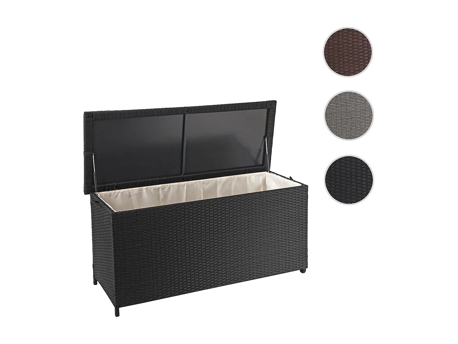 Poduszka z polirattanu MCW-D88 III,  Premium czarny, 63x135x52cm 320l