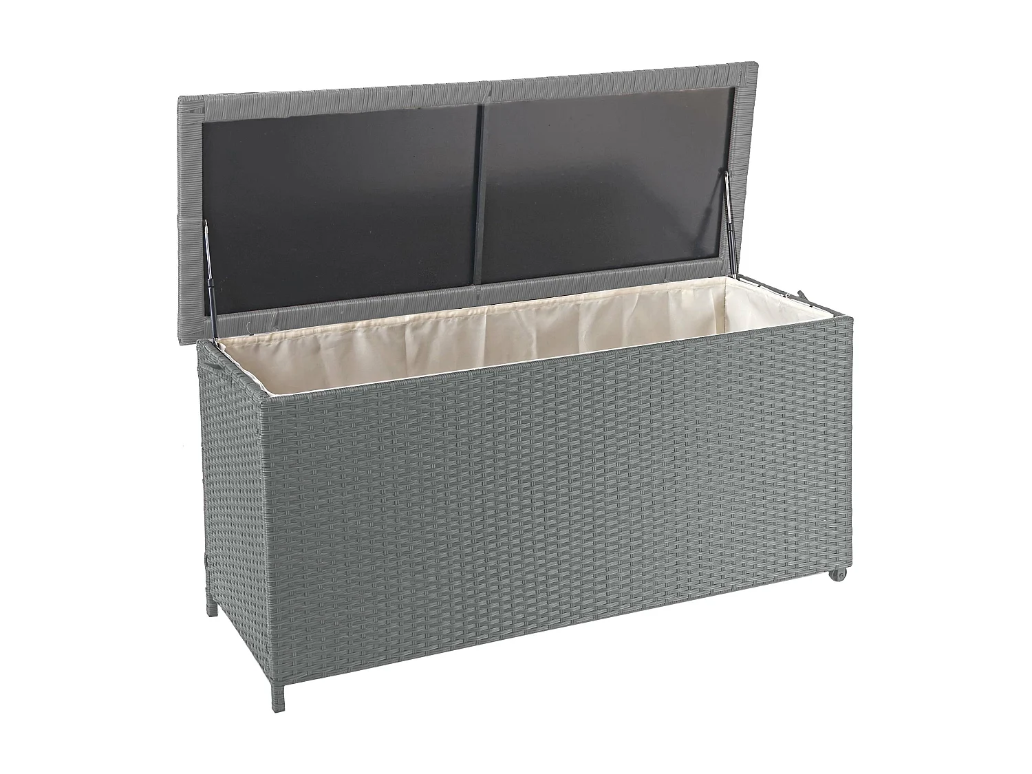 Skrzynia na poduszki z polirattanowa MCW-D88 III,  Premium szara, 63x135x52cm 320l