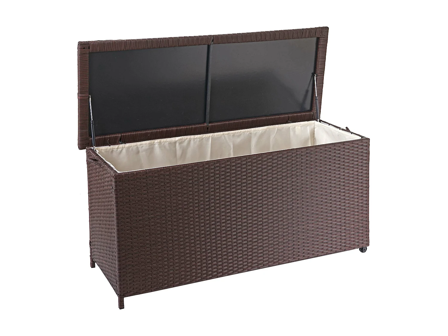 Poly-Rattan Kissenbox MCW-D88 III, Premium braun, 63x135x52cm 320l