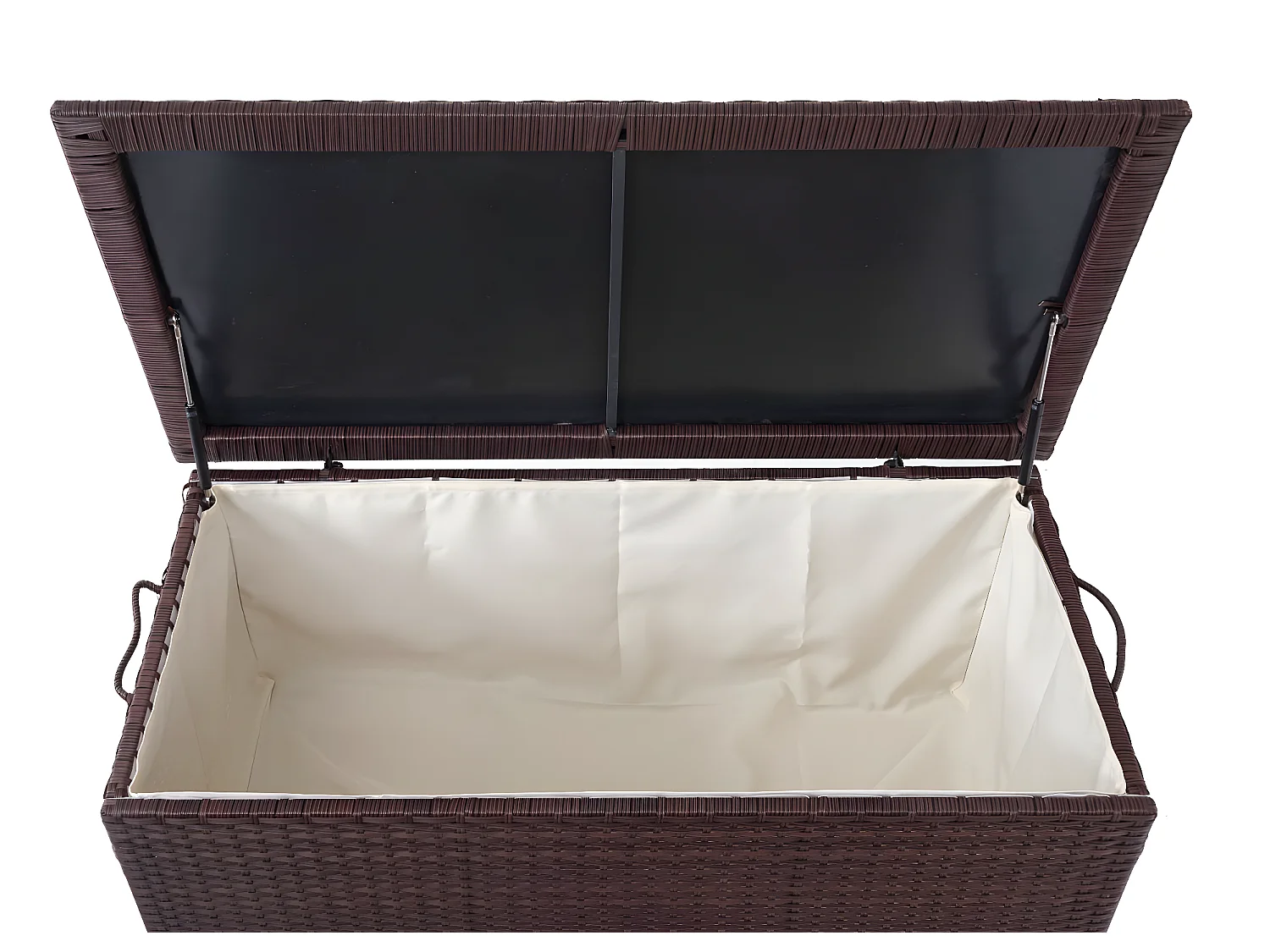Poly-Rattan Kissenbox MCW-D88 III, Premium braun, 63x135x52cm 320l