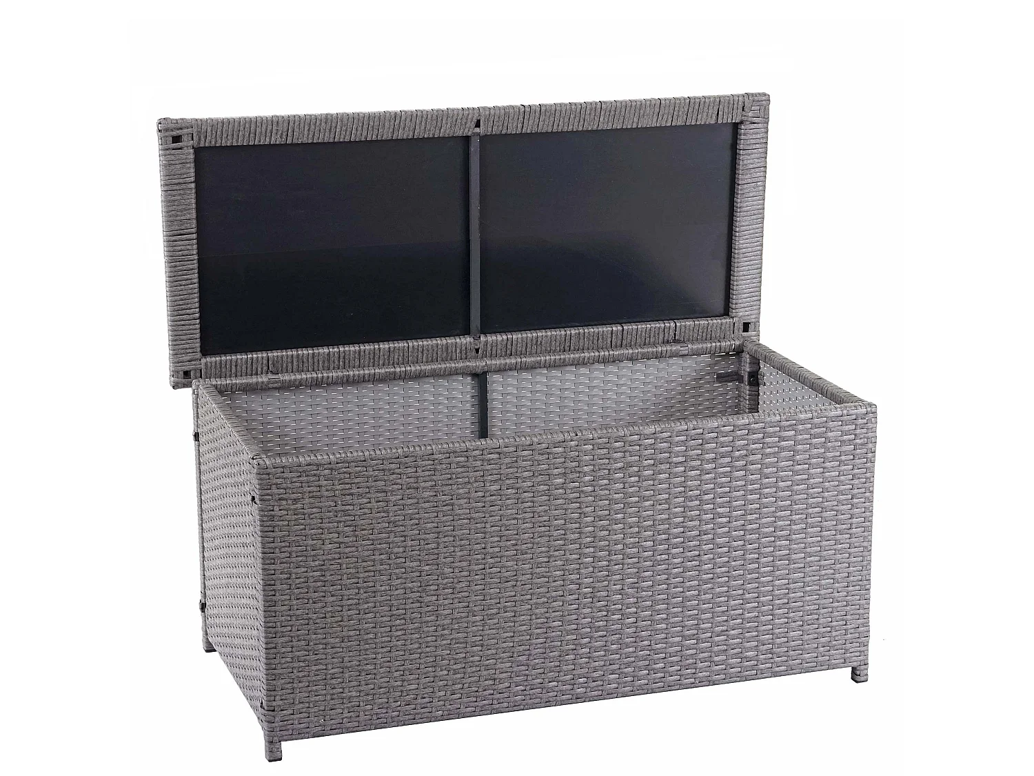 Skrzynia na poduszki z polirattanowa MCW-D88 III,  Basic szara, 63x135x52cm 320l