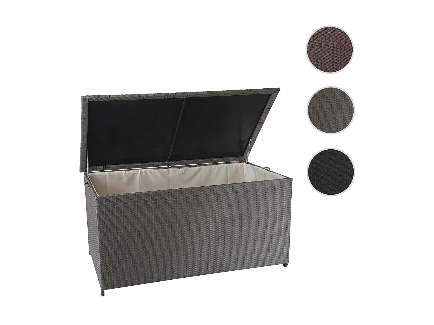 Polyrotan kussenbox MCW-D88 III,  Premium grijs, 80x160x94cm 950l