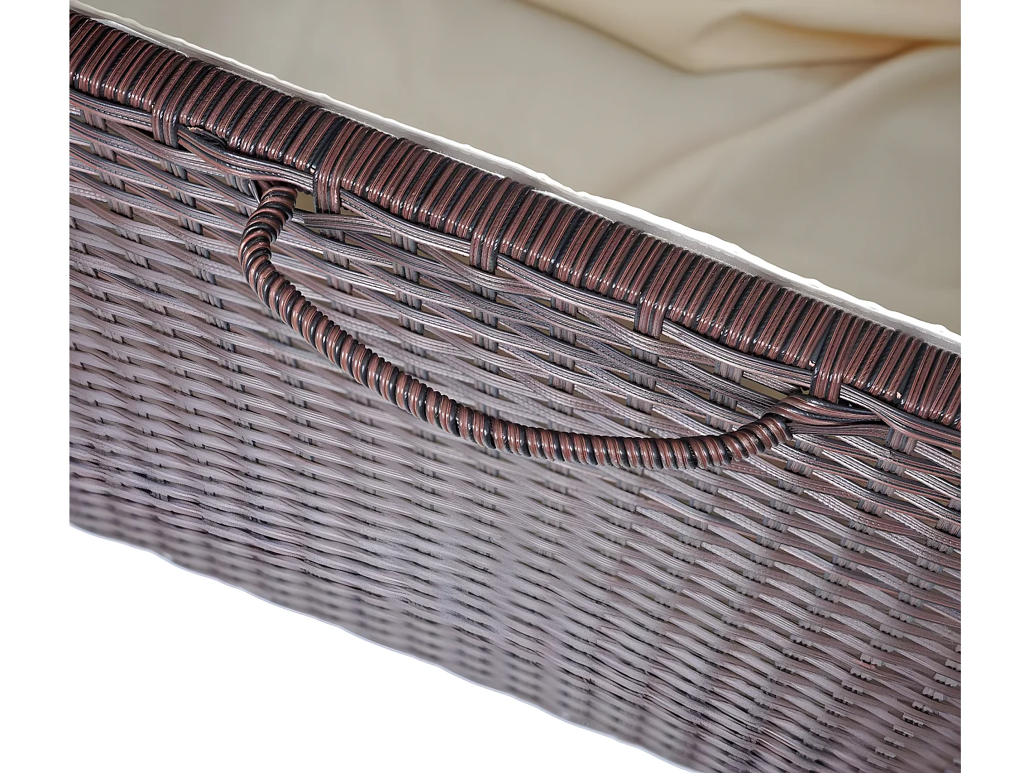 Poduszka z polirattanu MCW-D88 I,  Premium brązowy, 51x100x50cm 170l