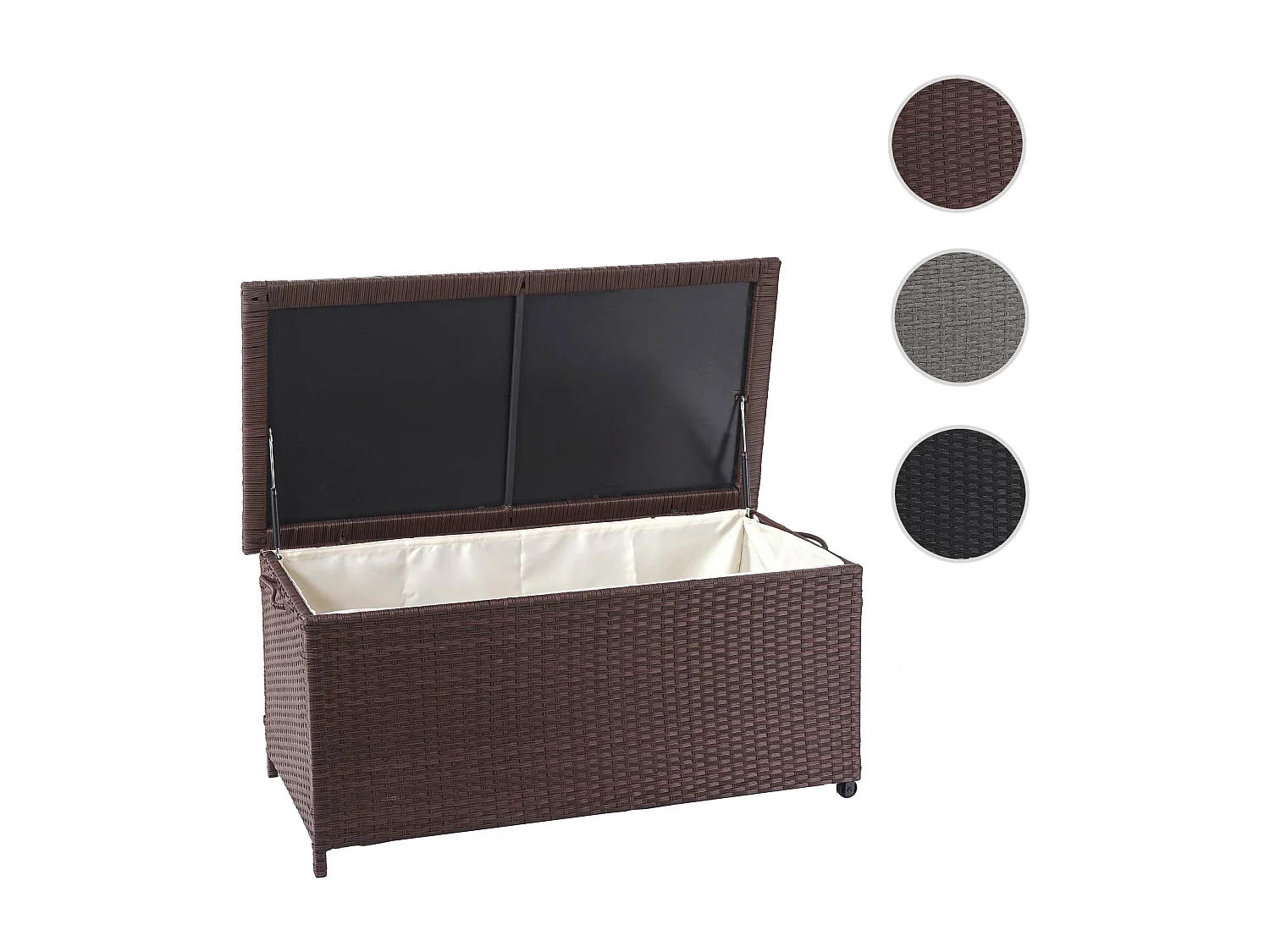 Poduszka z polirattanu MCW-D88 I,  Premium brązowy, 51x100x50cm 170l