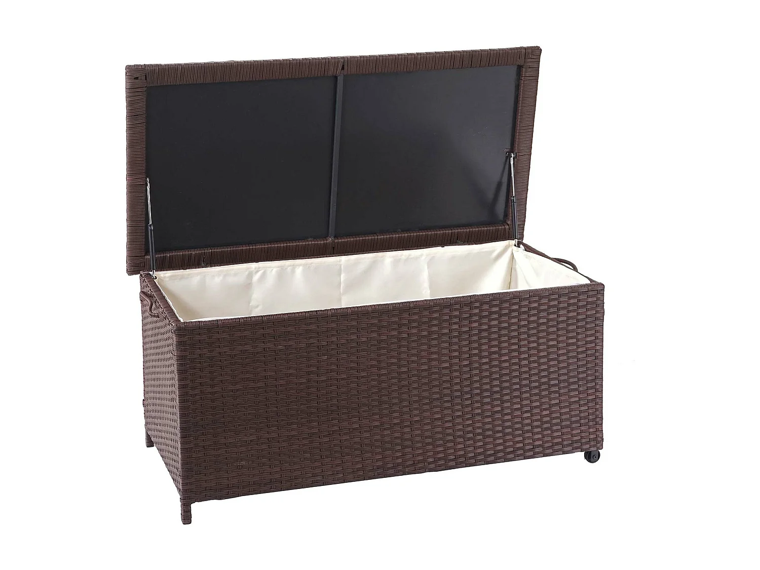 Poly-Rattan Kissenbox MCW-D88 I, Premium braun, 51x100x50cm 170l