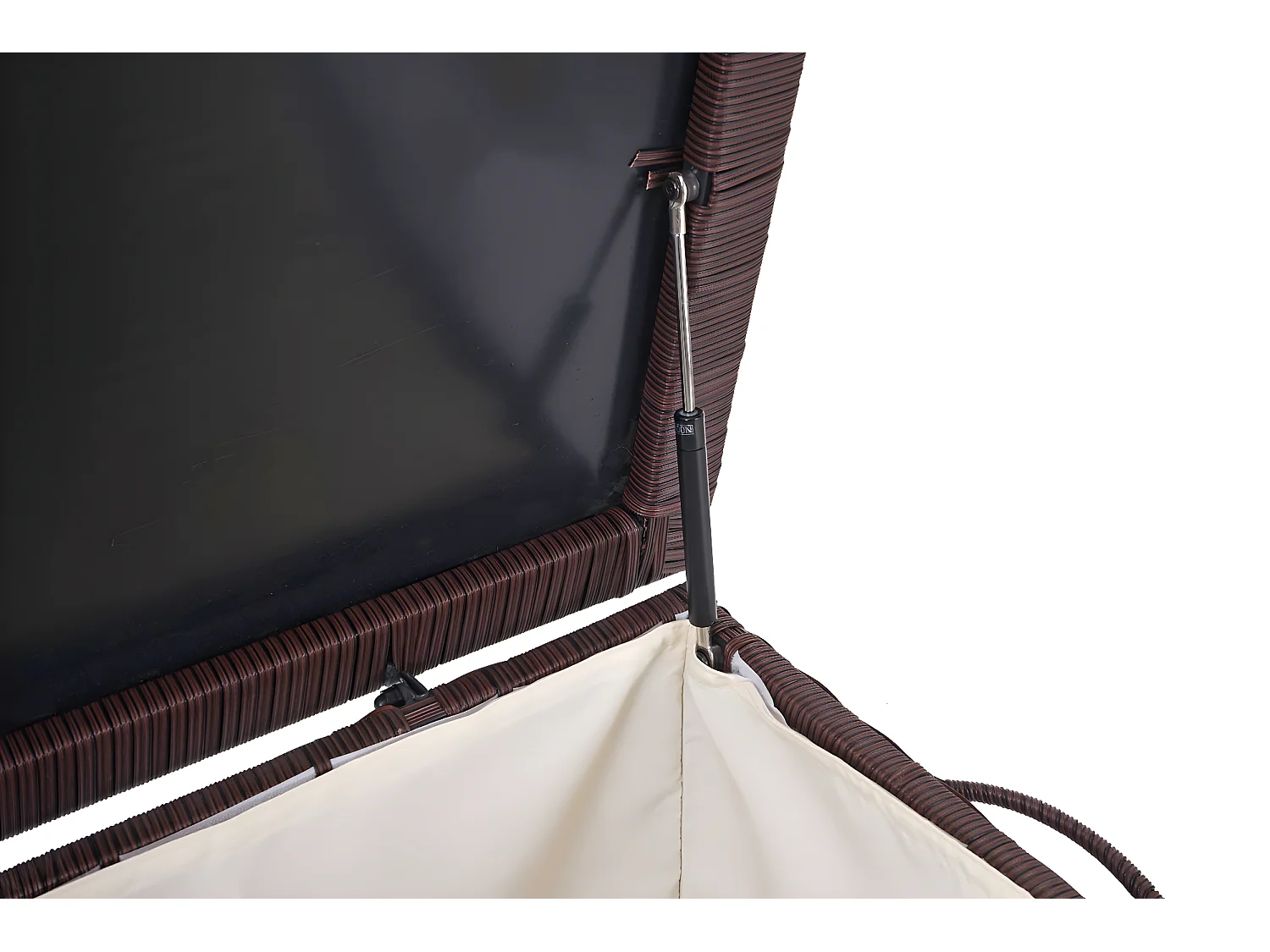 Poly-Rattan Kissenbox MCW-D88 I, Premium braun, 51x100x50cm 170l