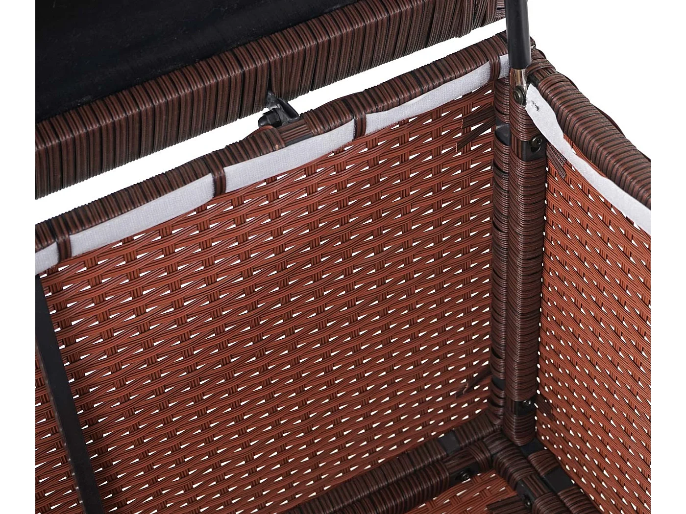 Skrzynia na poduszki z polirattanowa MCW-D88 I,  Premium brązowa, 51x100x50cm 170l