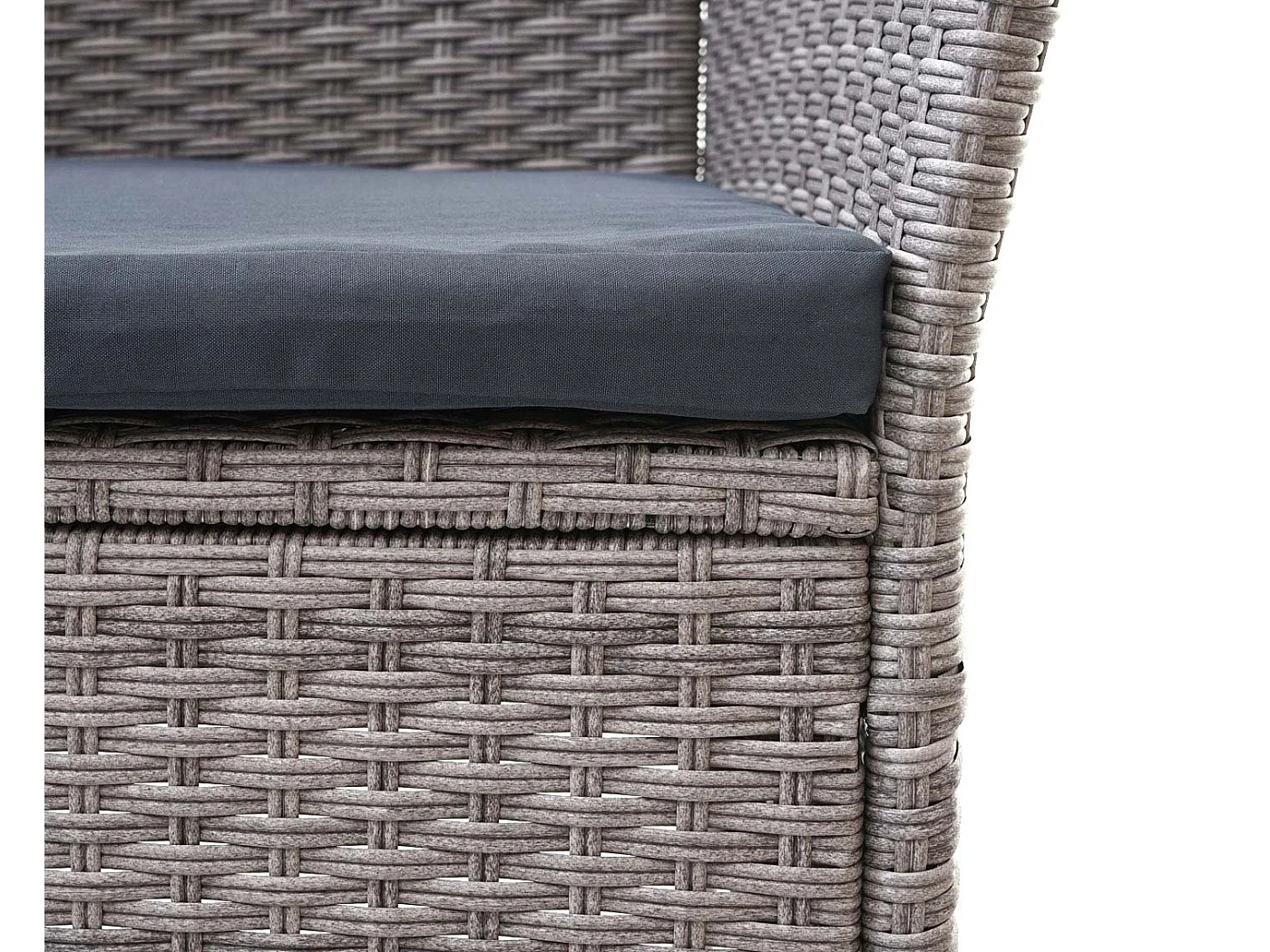 Polyrotan bank met tafel MCW-E24,  grijs, donkergrijze kussens