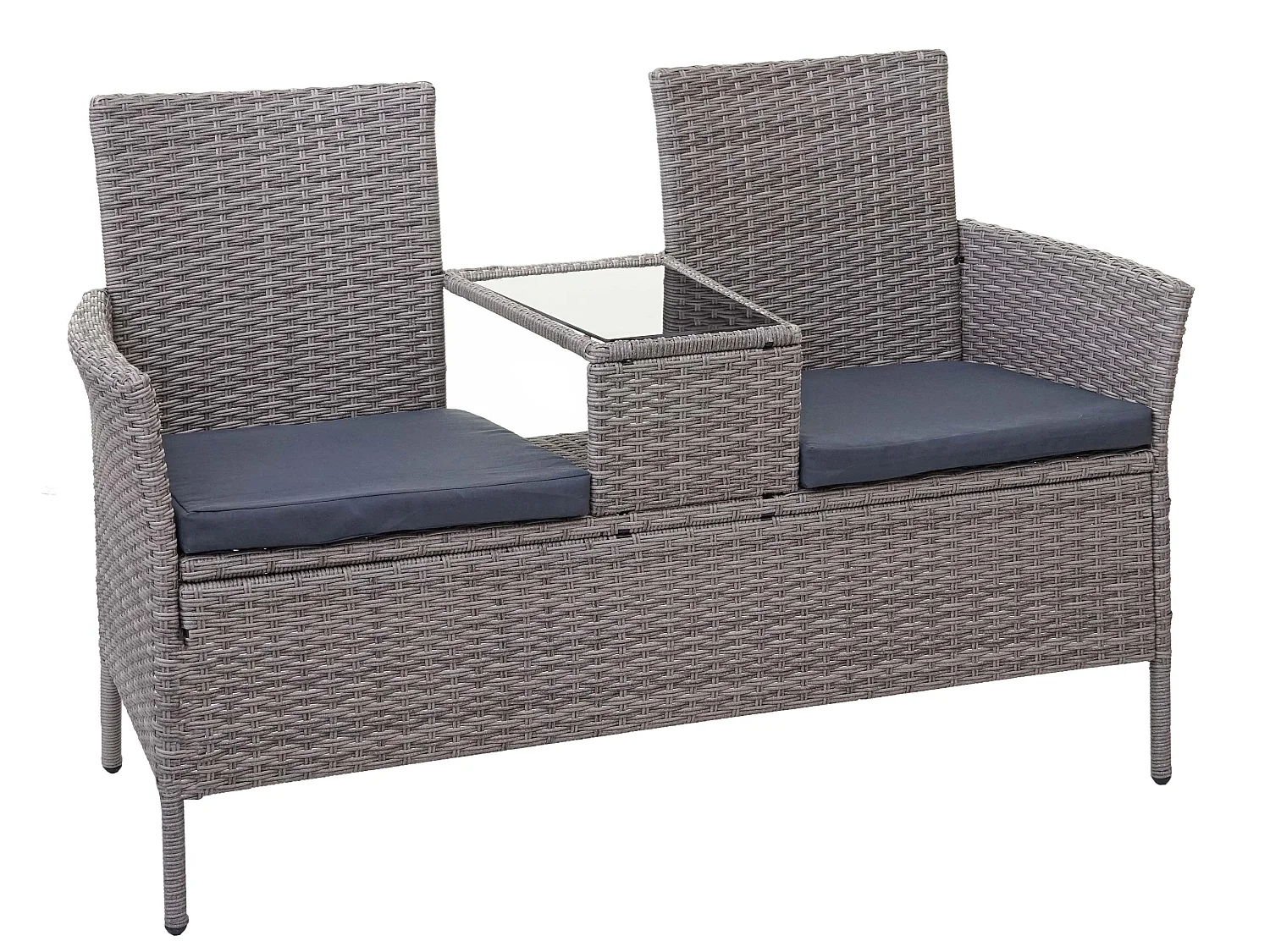 Poly-Rattan Sitzbank MCW-E24, Grau, Kissen dunkelgrau