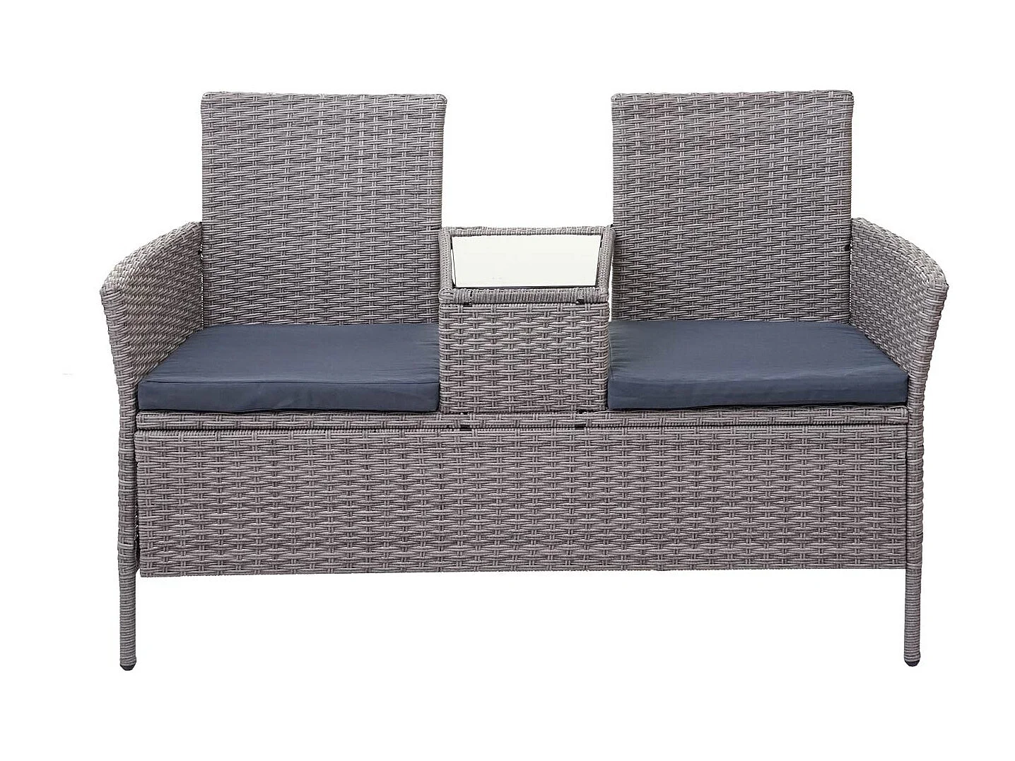 Poly-Rattan Sitzbank MCW-E24, Grau, Kissen dunkelgrau