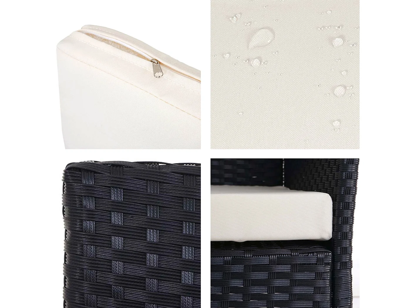 3-Sitzer Poly-Rattan Gartenbank Hamar, Anthrazit, Kissen creme