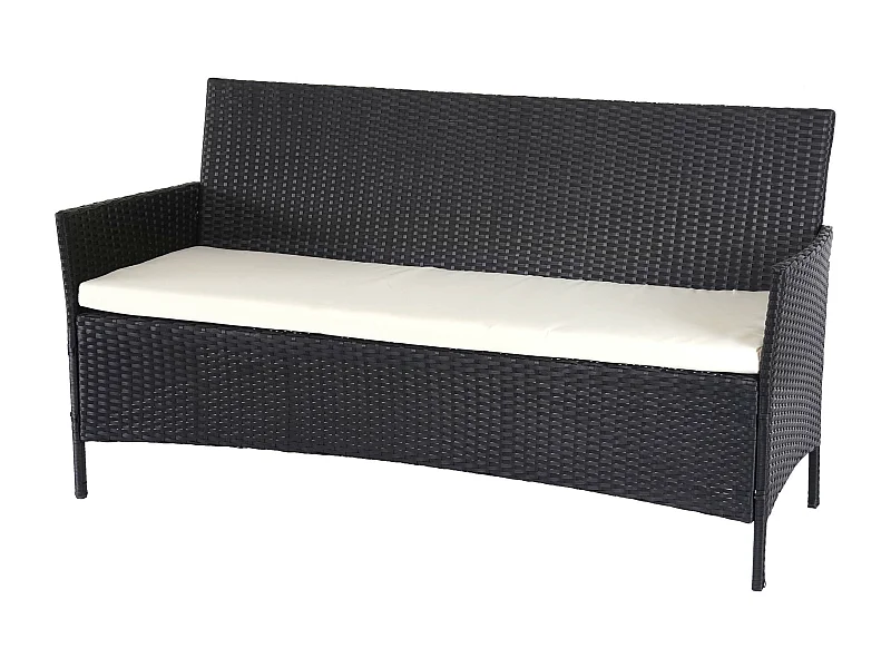 Divano sofa esterno giardino 3 posti Halden 154cm polyrattan antracite con cuscino avorio